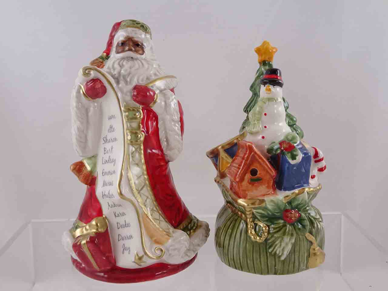 54110 Fitz and Floyd Holiday Home Santa Claus Salt and Pepper Shakers - African American version