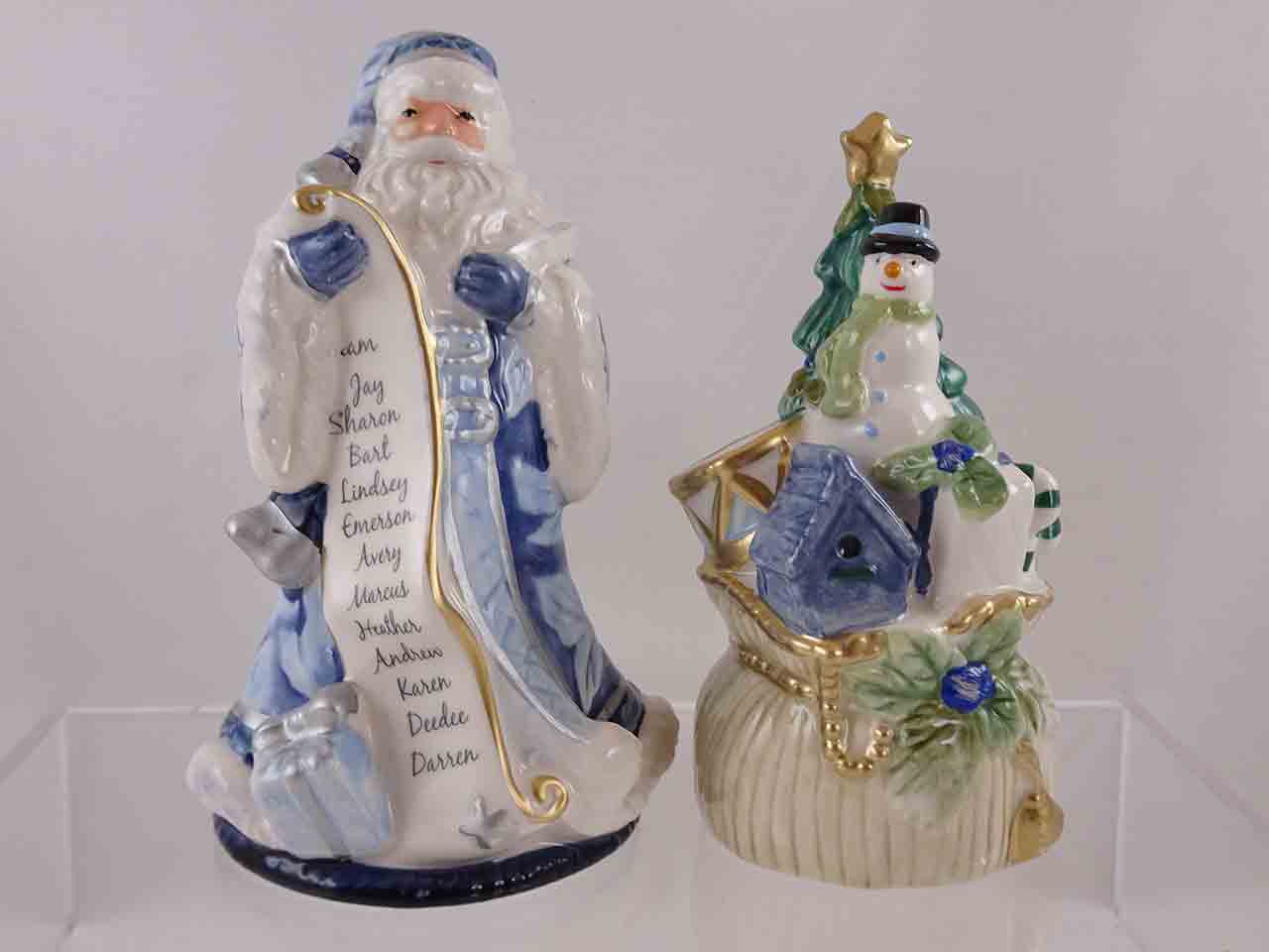 57452 Fitz and Floyd Holiday Home Santa Claus Salt and Pepper Shakers - Blue version