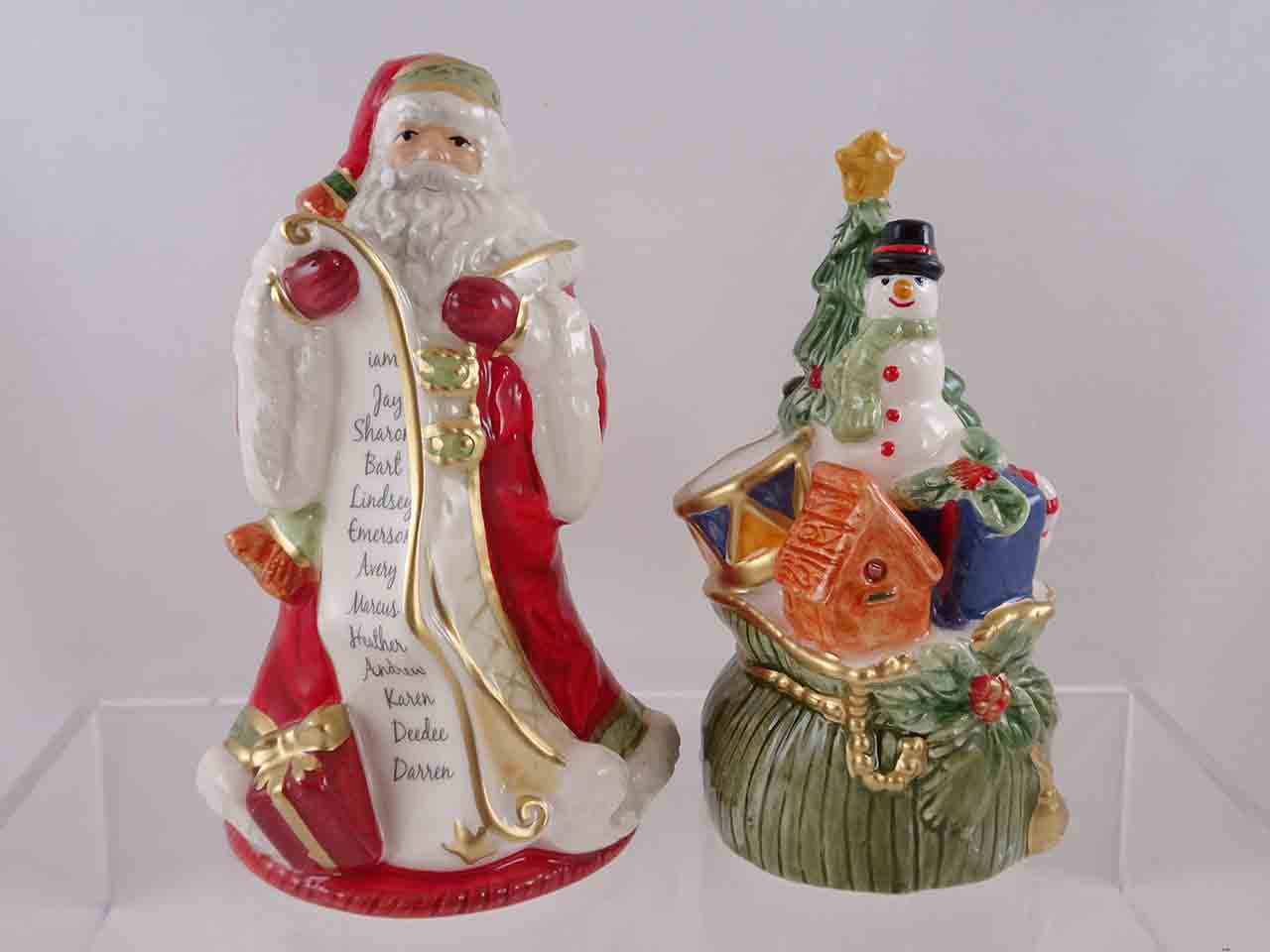 57647 Fitz and Floyd Holiday Home Santa Claus Salt and Pepper Shakers -