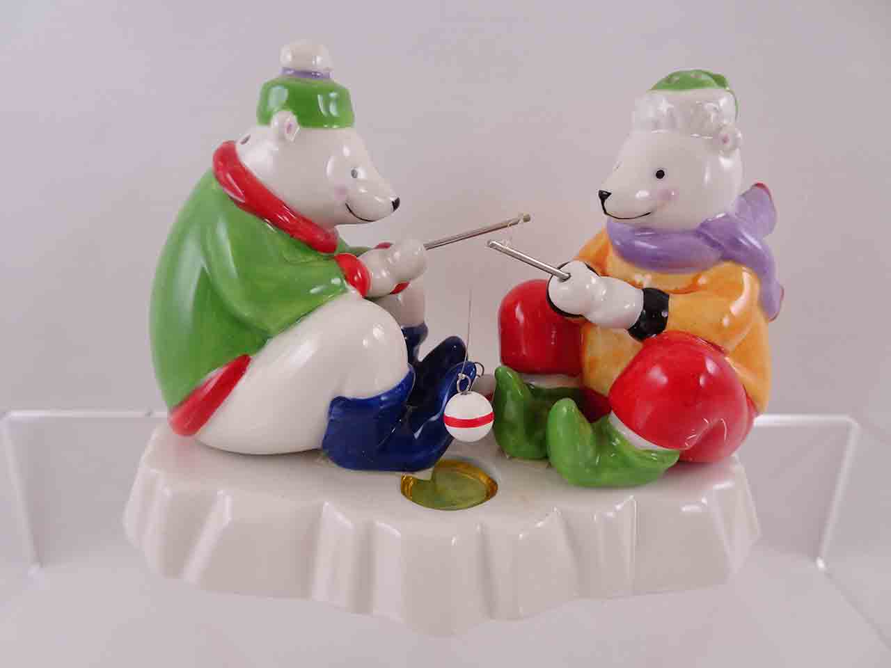 57867 Department 56 polar bears ice fishing salt and pepper shakers