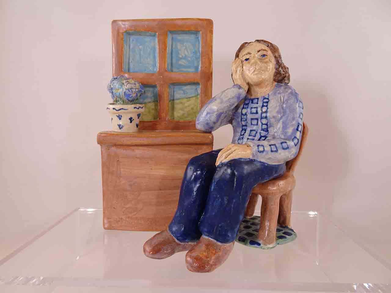 62118 Woman sitting by window salt and pepper shakers by Marilyn Andrews