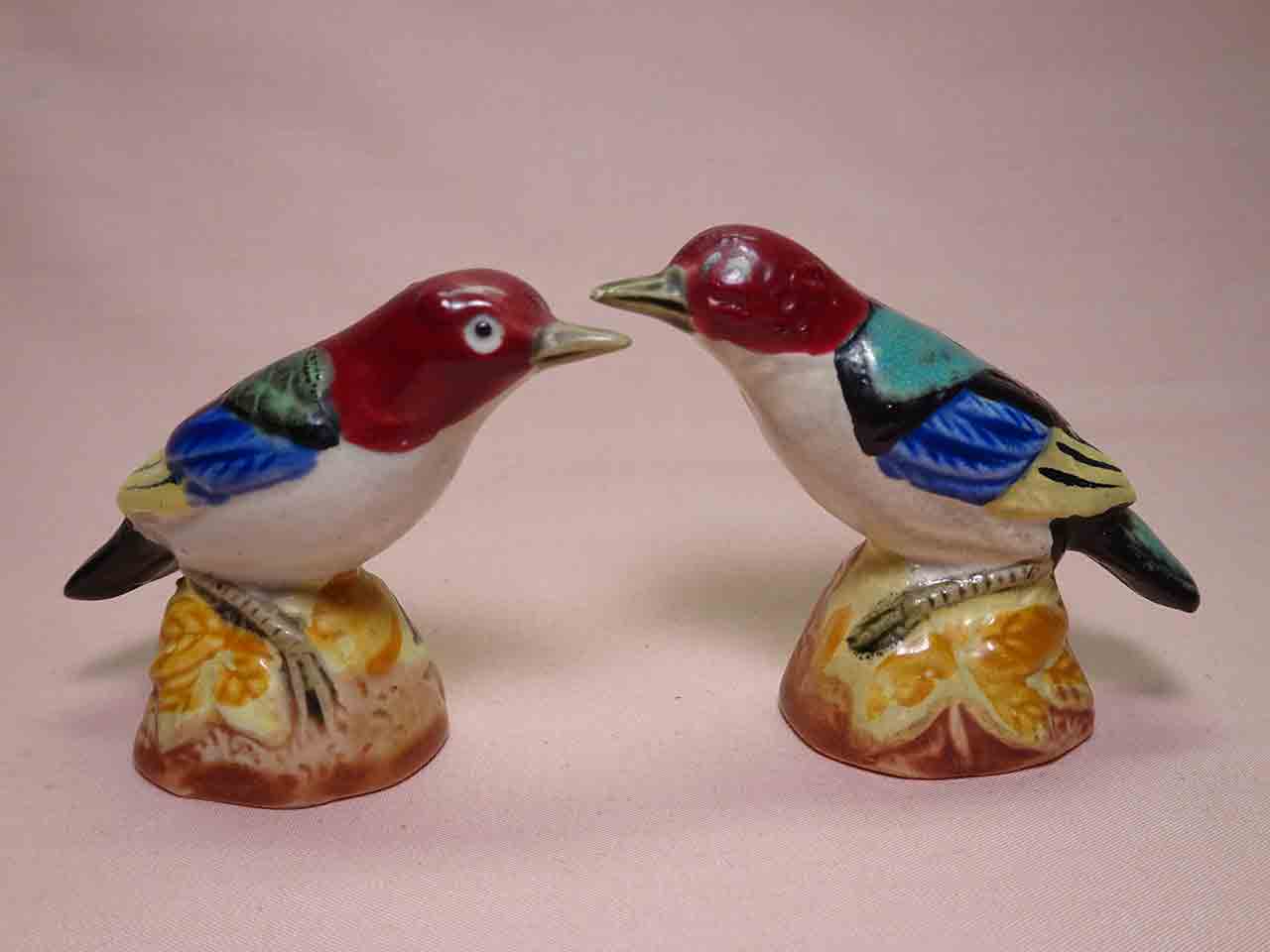 40379 Vintage Made in Japan birds salt and pepper shakers - Red-Headed Woodpeckers