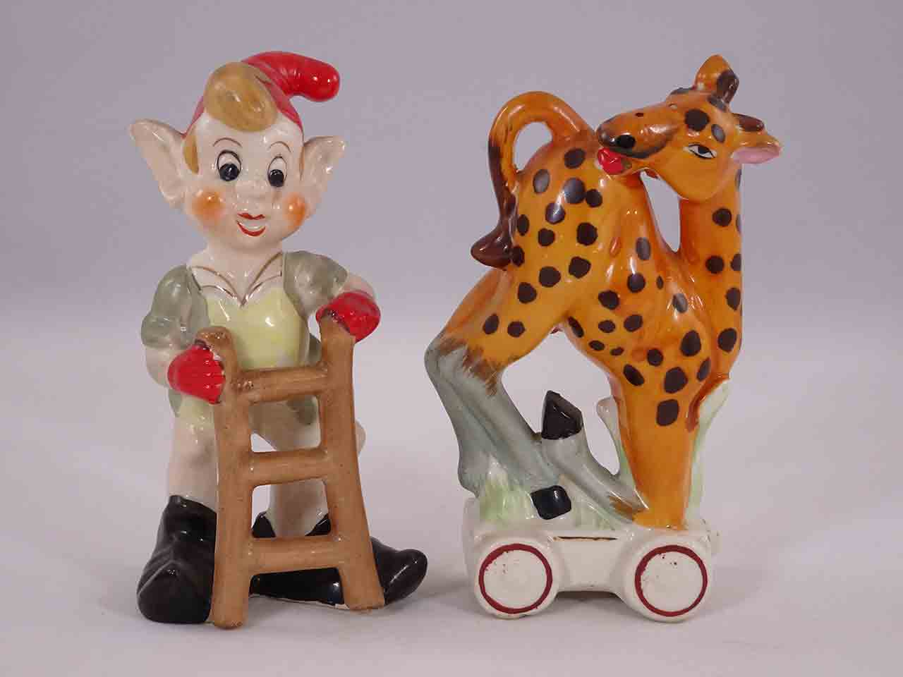 47903 Shafford elf with giraffe salt and pepper shakers