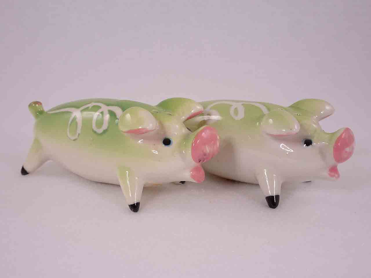 49129 Longer Animals with White Squiggly Lines salt and pepper shakers - pigs