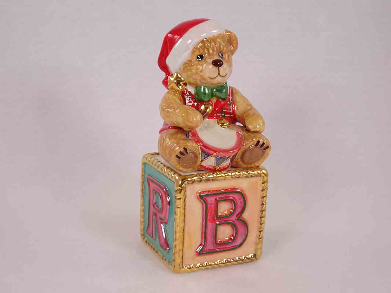 50329 Christopher Radko Christmas sets on toy blocks salt and pepper shakers - teddy bear
