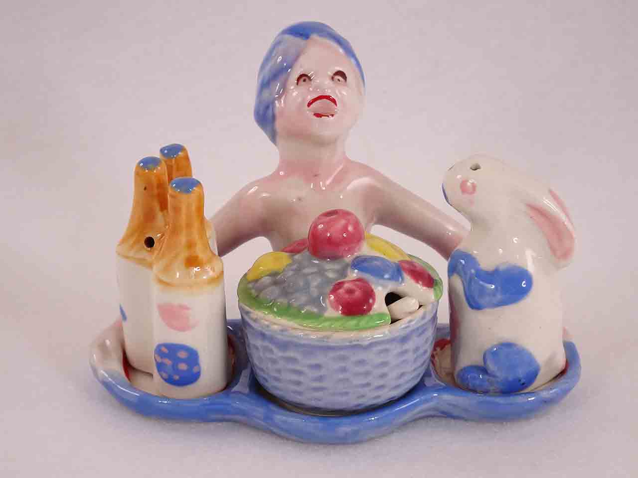 50893 Occupied Japan condiment set and salt and pepper shakers - Middle Easterner