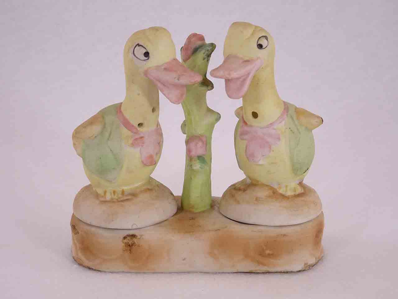 51100 Occupied Japan bisque finished winged animals in bases salt and pepper shakers - ducks