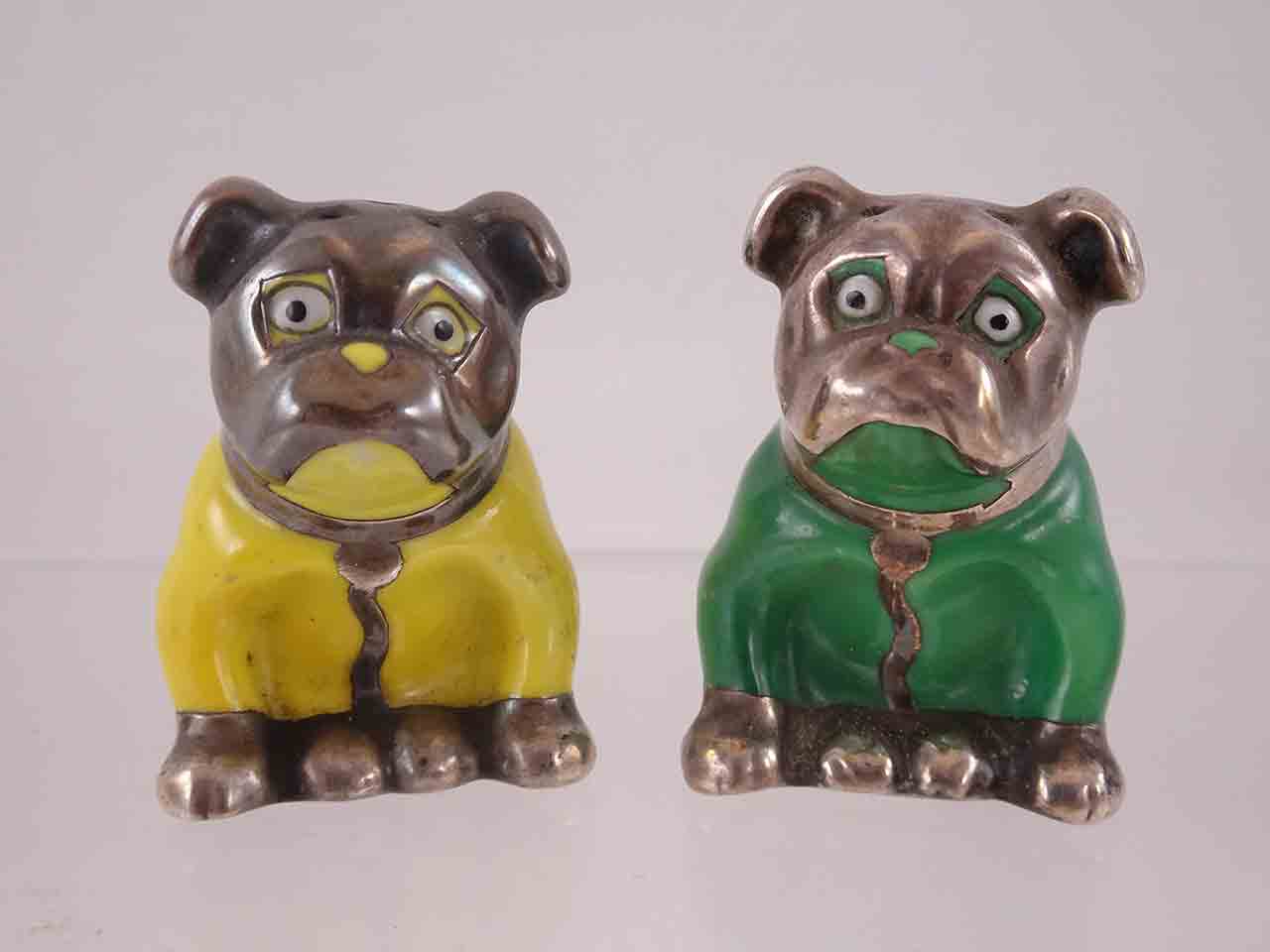 55547 Silverclad Goebel bulldogs salt and pepper shakers