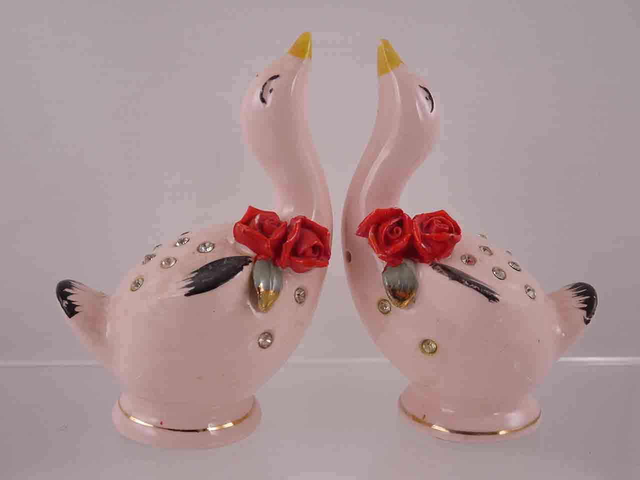 56394 Napco Pink Farm Animals with Rhinestones and Delicate Red Flowers - ducks