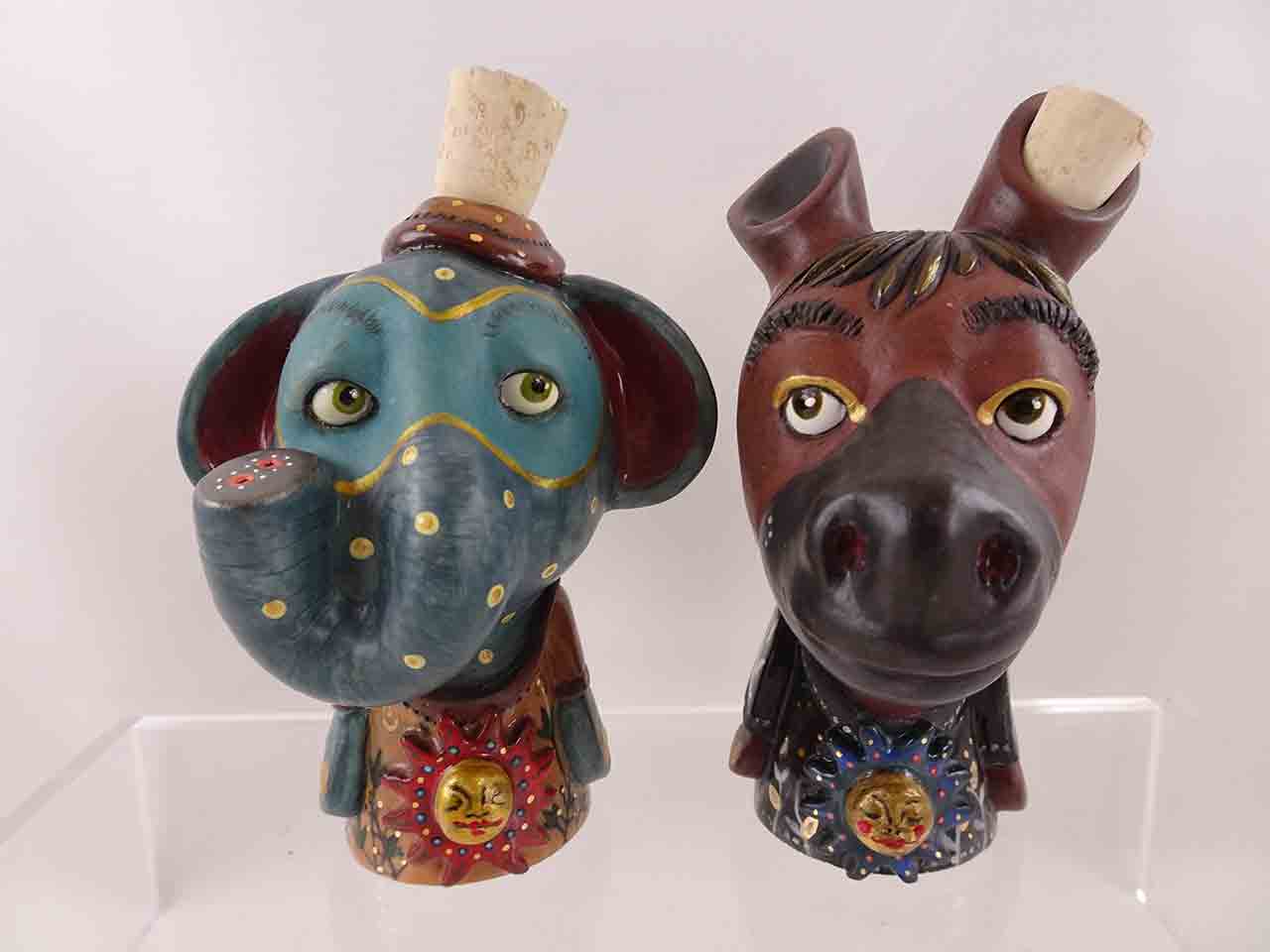 56406 Diana Farfan Peace Makers salt and pepper shakers - elephant and donkey