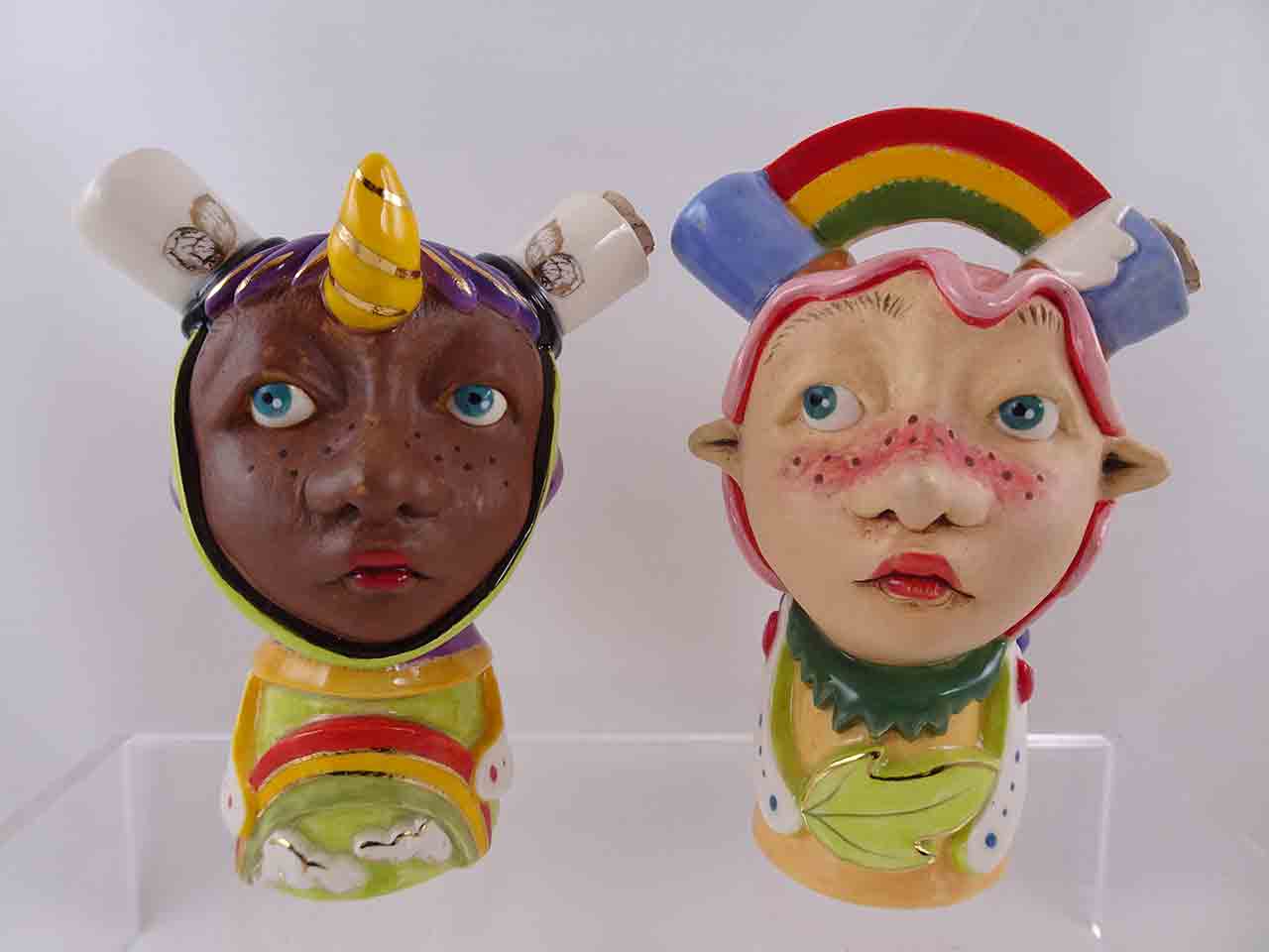 56407 Diana Farfan Nature Caretakers salt and pepper shakers - unicorn & rainbow people