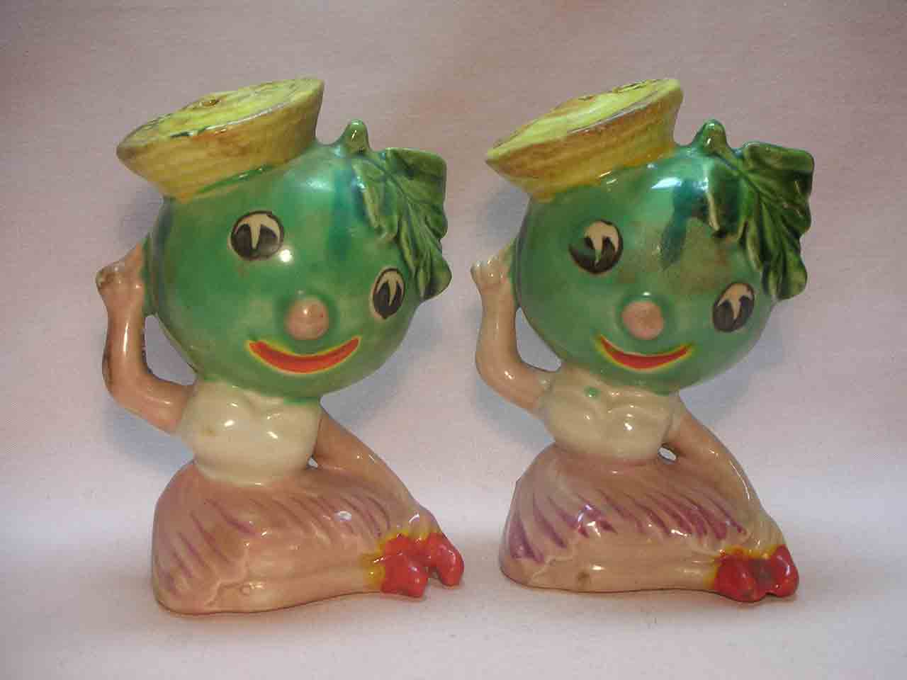 1210 Anthropomorphic salt and pepper shakers called "2 of a Kind" - watermelons