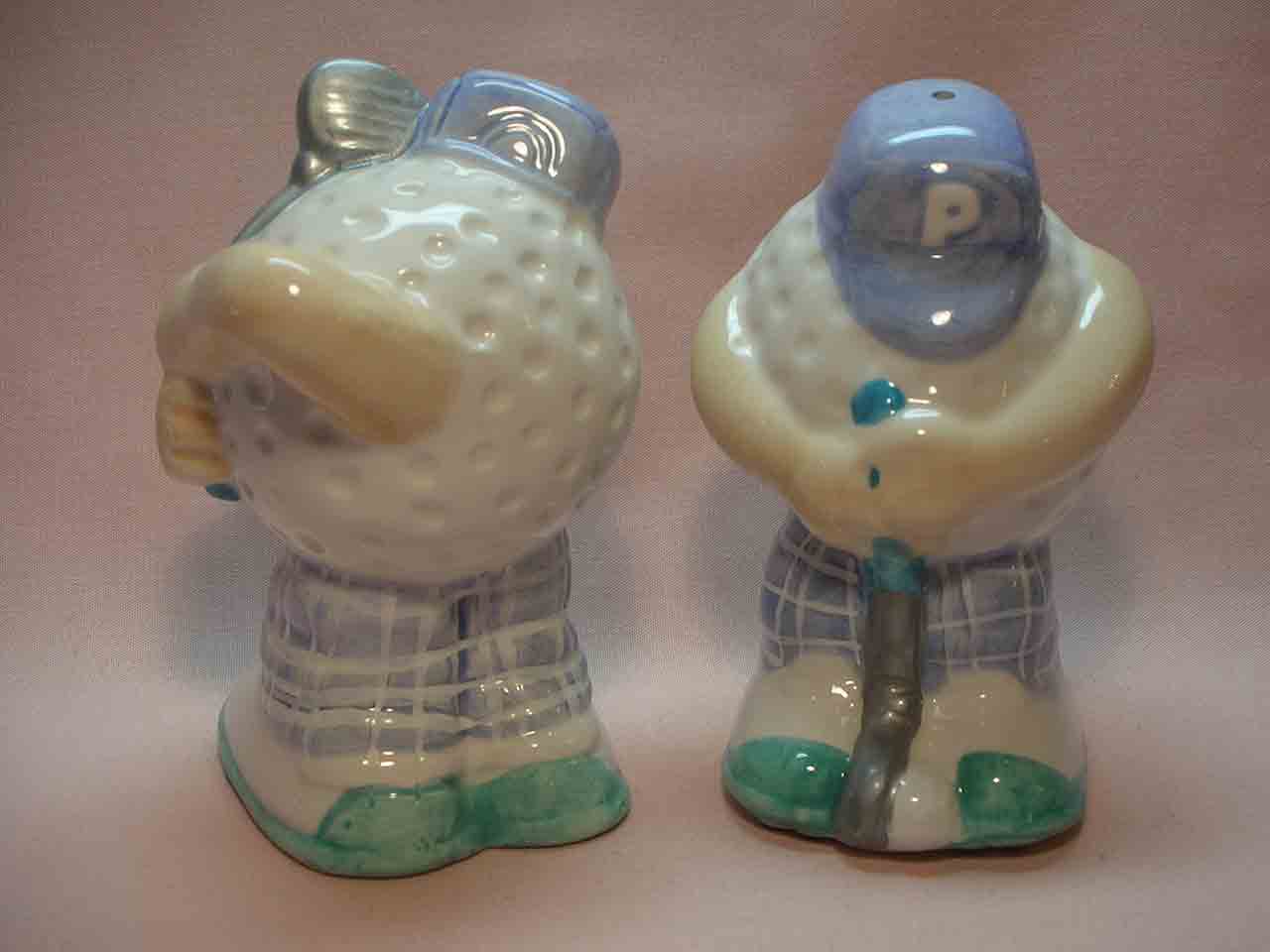 970 Friendly Rivals - anthropomorphic sport balls salt and pepper shakers - golf