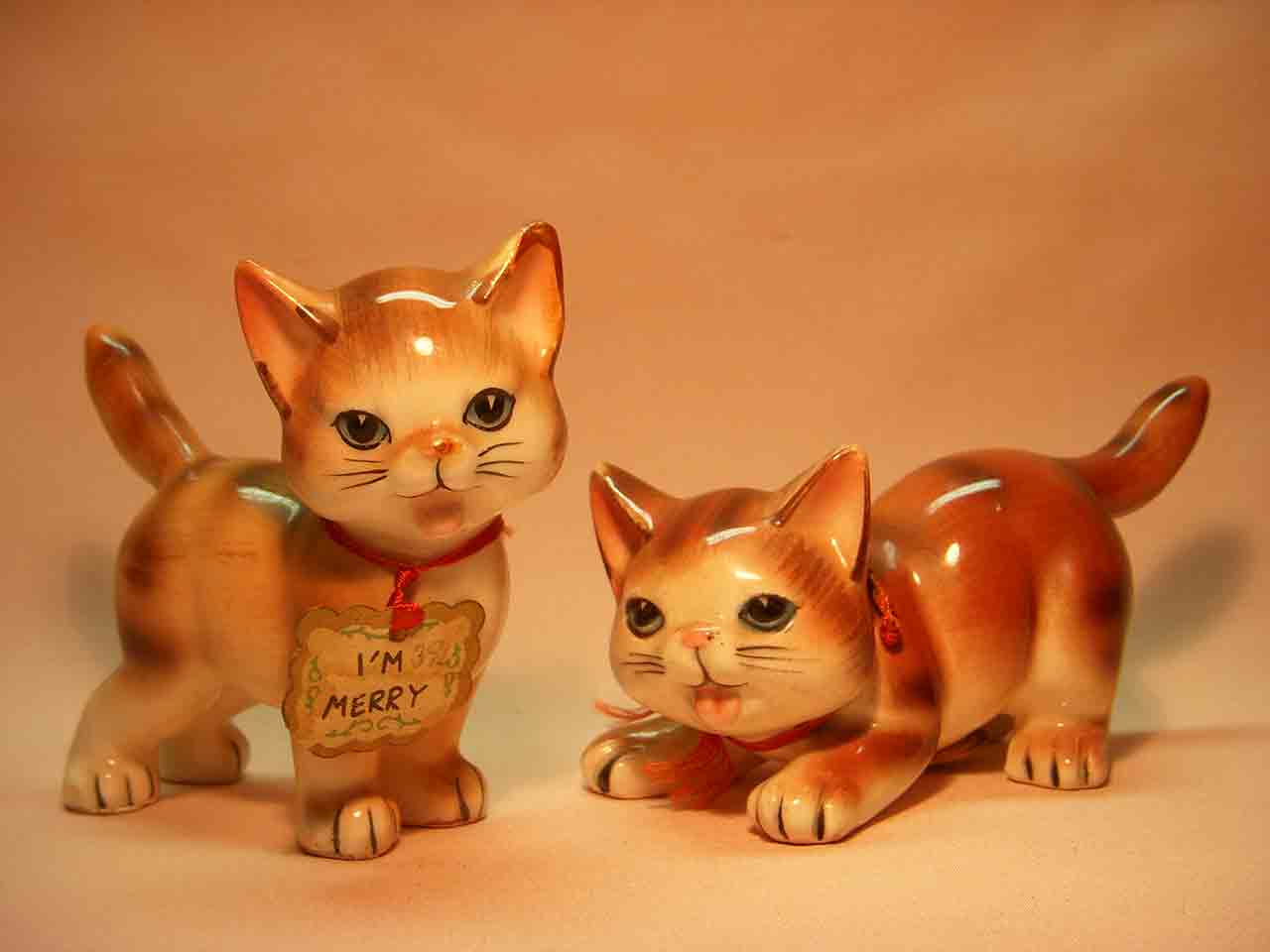 7089 Kittens by Karen - cat salt and peppers shakers - "I'm Merry"