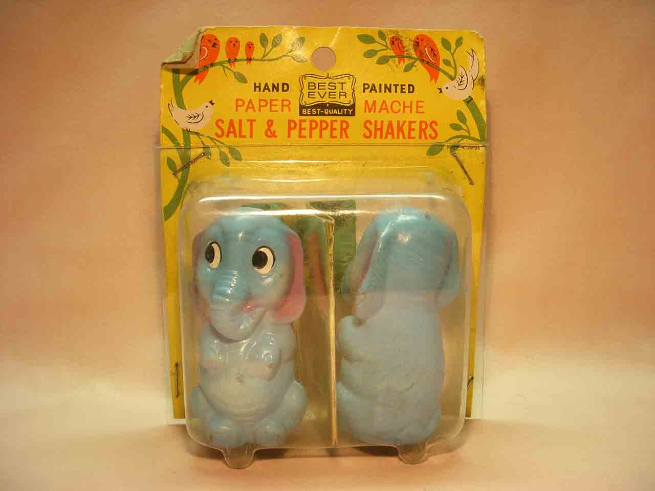 7298 Paper Mache series - elephants - salt and pepper shakers