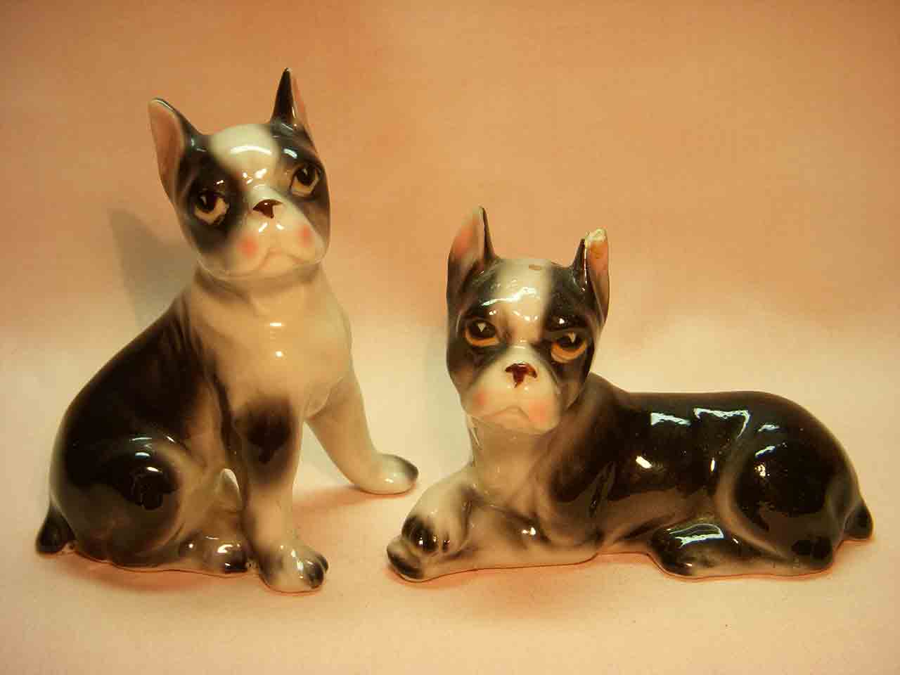7379 Relco Japan realistic dog breed series of salt and pepper shakers - Boston Terriers